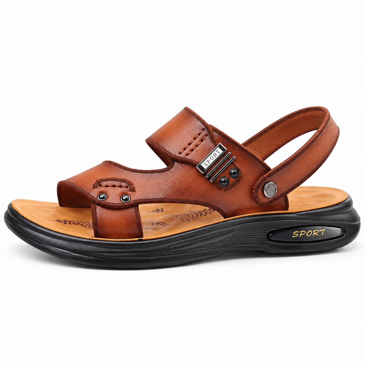 Men's Full-Grain Leather Cushioned Slingback Sandals