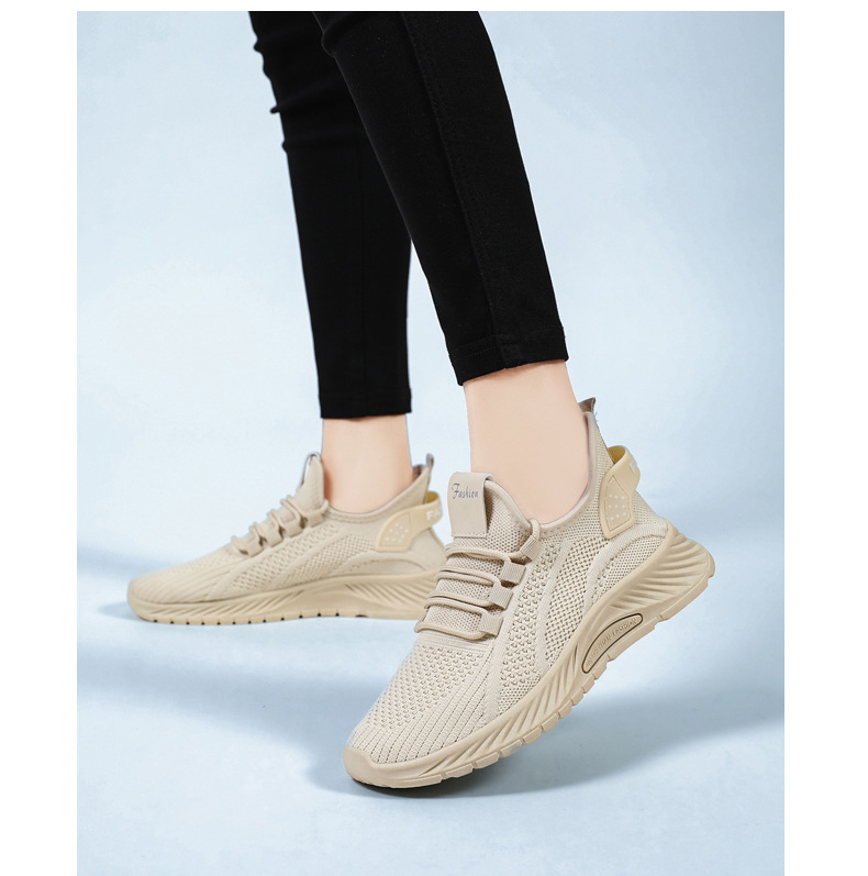 Women's Breathable Knit Lace-Up Running Shoes detail 12