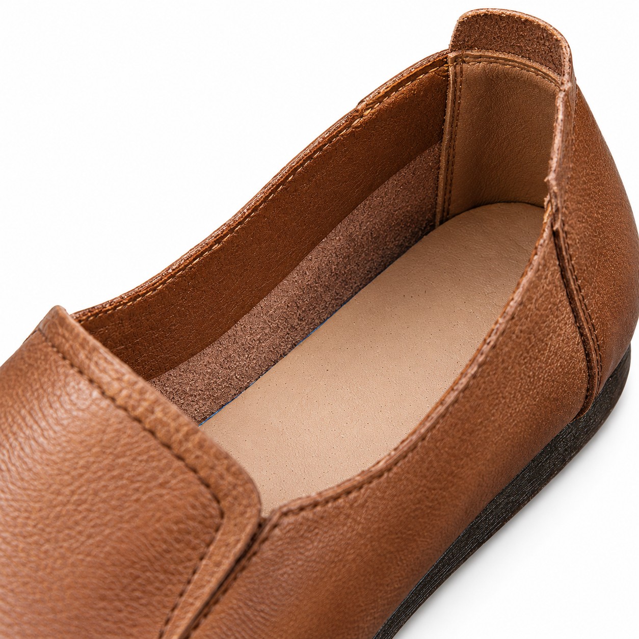 Women's Full-Grain Leather Moc-Toe Slip-On Flats 9