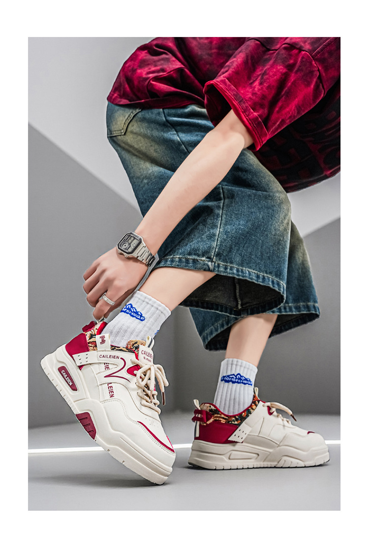 Freizeitschuhe für Herren mit Schnürung, Blockfarben und Plateau detail 8