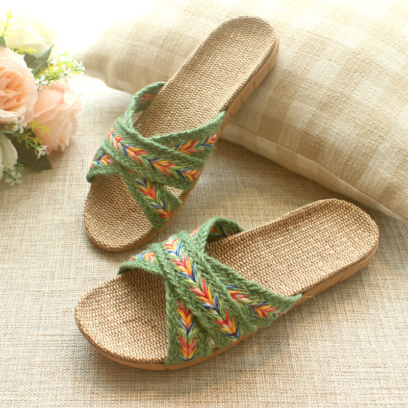 Pantofole basse e traspiranti in lino con fasce incrociate da donna 2