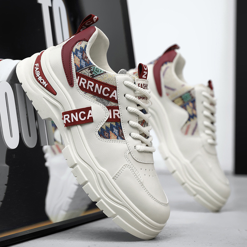 Sneakers stringate da uomo con zeppa e motivo color block 5