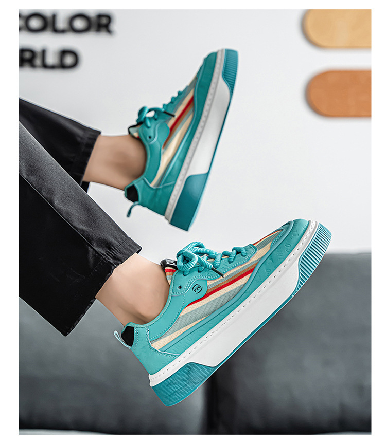 Men's Colorblock Cushioned Lace-Up Platform Casual Shoes detail 12