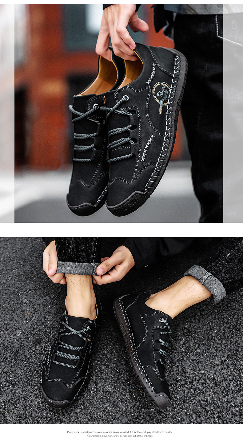 Klassische rutschfeste Herren-Freizeitschuhe mit Schnürung detail 3