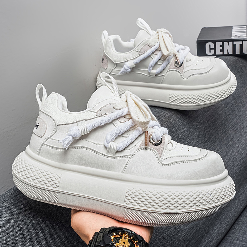 Men's Platform Chunky Cushioned Lace-Up Casual Shoes 4