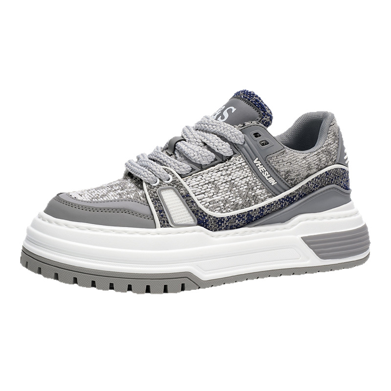 Chunky casual schoenen voor heren van canvas met plateauzool en colorblock 6