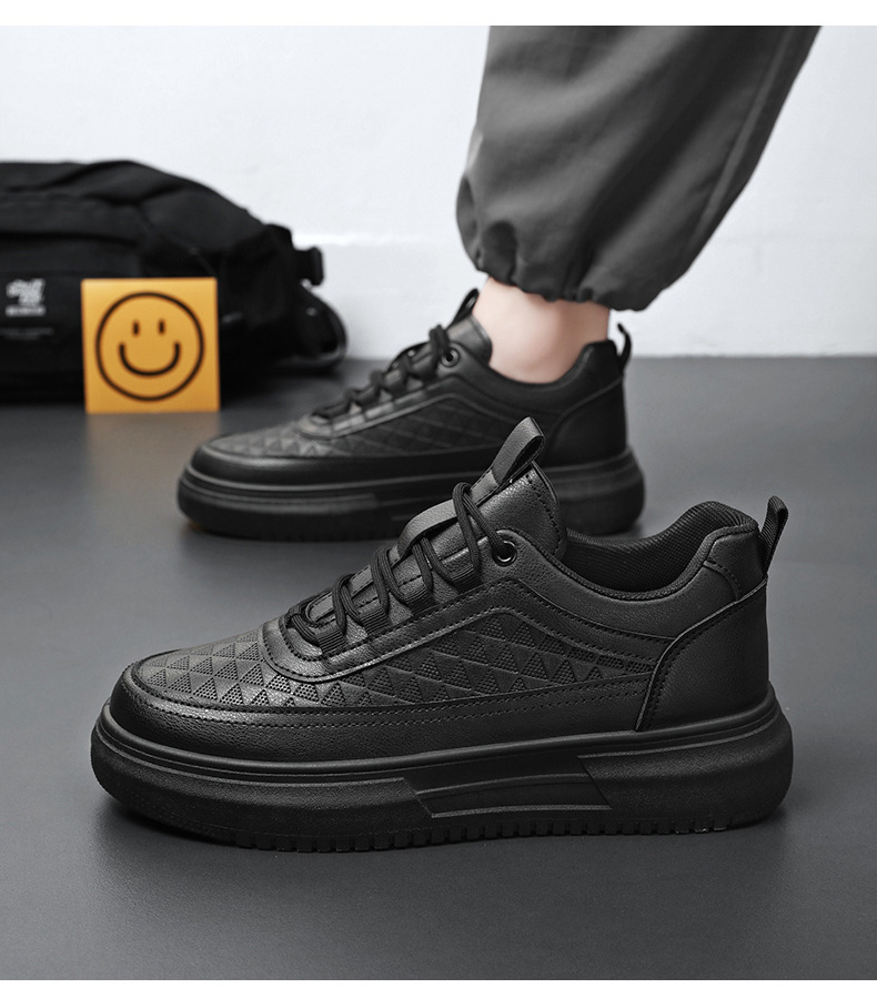 Men's Platform Lace-Up PU Leather Casual Shoes detail 6
