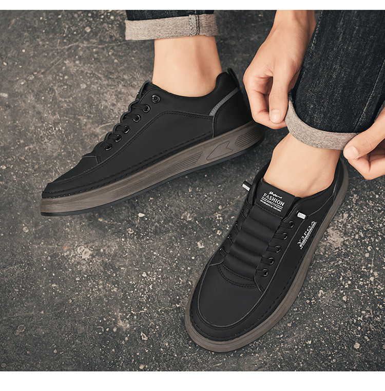 Klassische PU-Leder Freizeitschuhe für Herren – Low-Top Sneaker detail 6