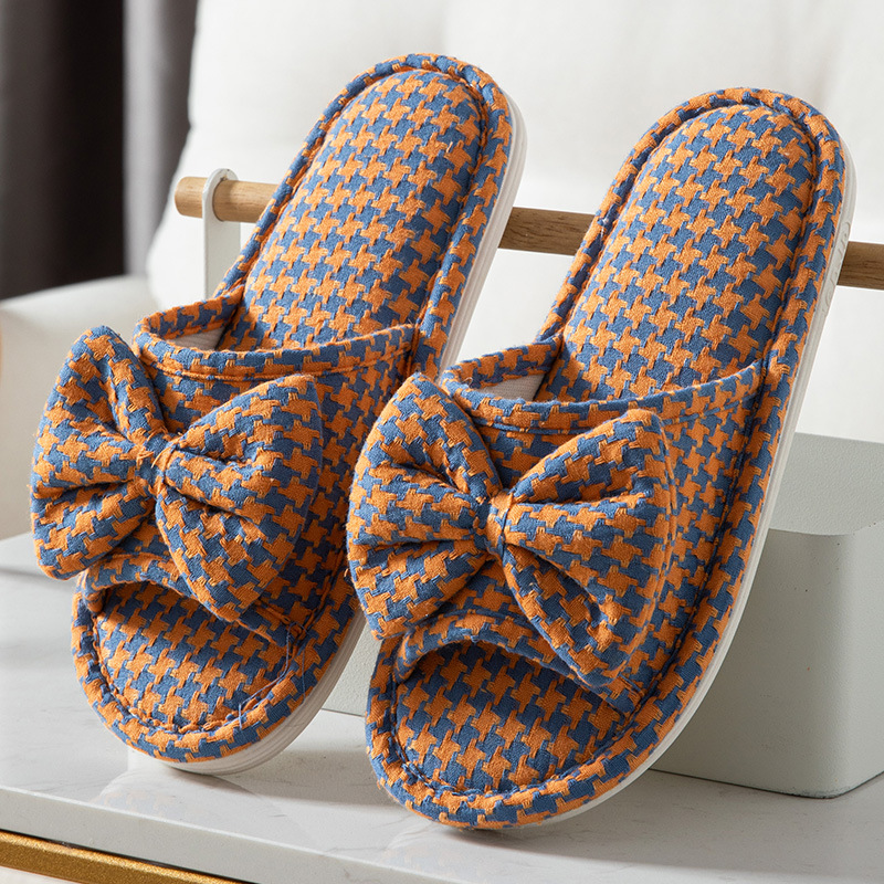 Women's Breathable Plaid Open-Toe Slippers 5