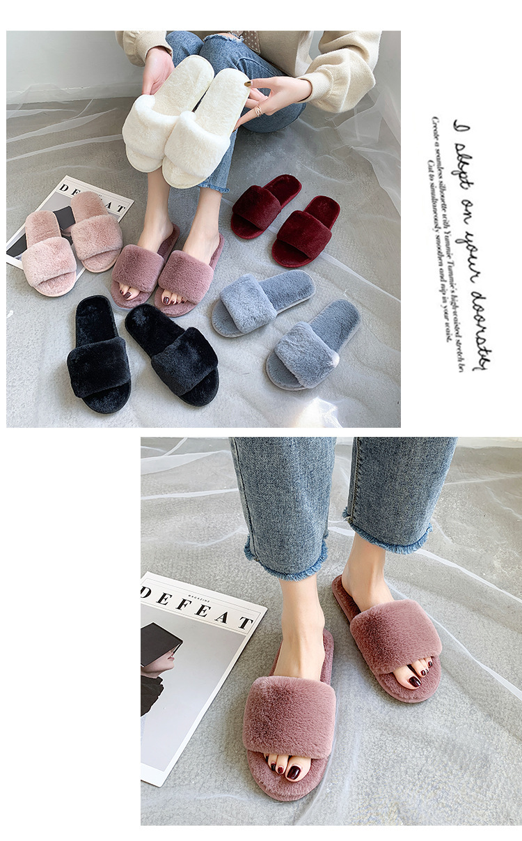 Chaussons douillets en peluche à bout ouvert pour femme detail 5