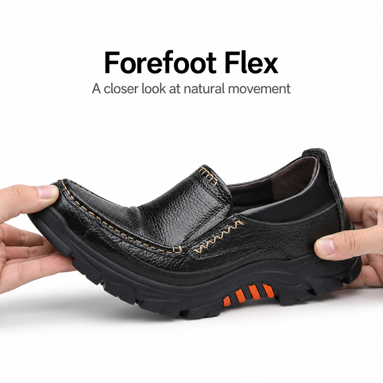 Men's Full-Grain Leather Lug-Sole Casual Shoes detail 5