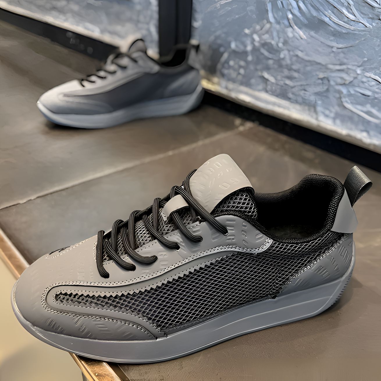 Atmungsaktive Herren-Freizeitschuhe aus Mesh mit Schnürung & Plateau 3