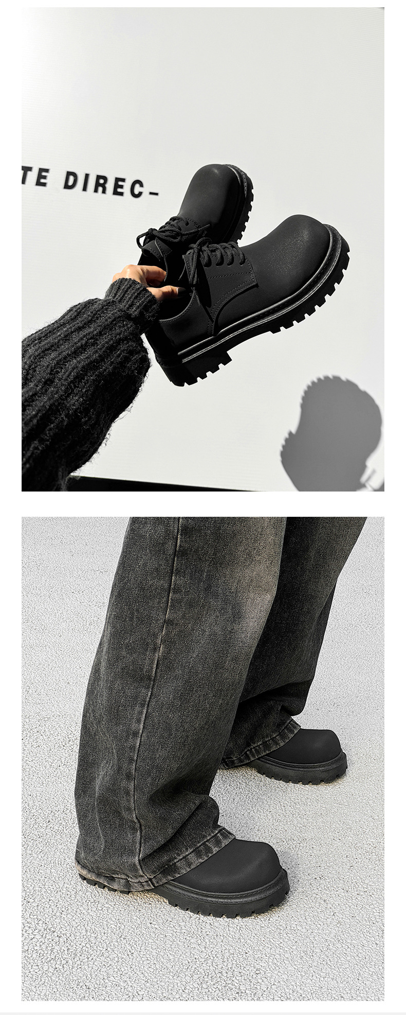 Scarpe casual stringate chunky da uomo in ecopelle PU detail 8