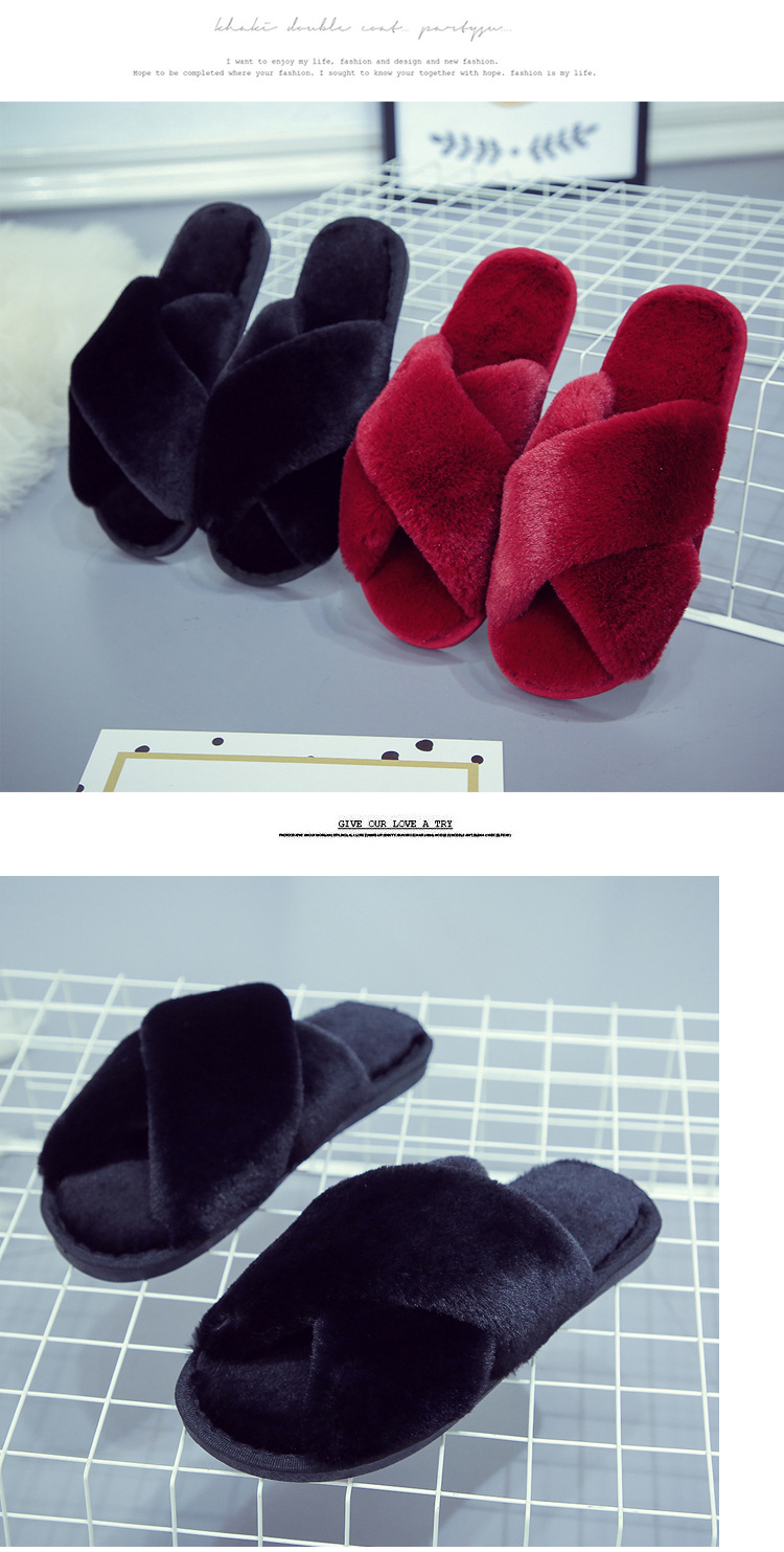 Chaussons douillets en peluche pour femme à bout ouvert detail 12