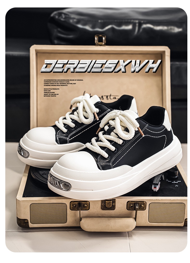 Gedämpfte Plateau-Freizeitschuhe für Herren mit Schnürung detail 8