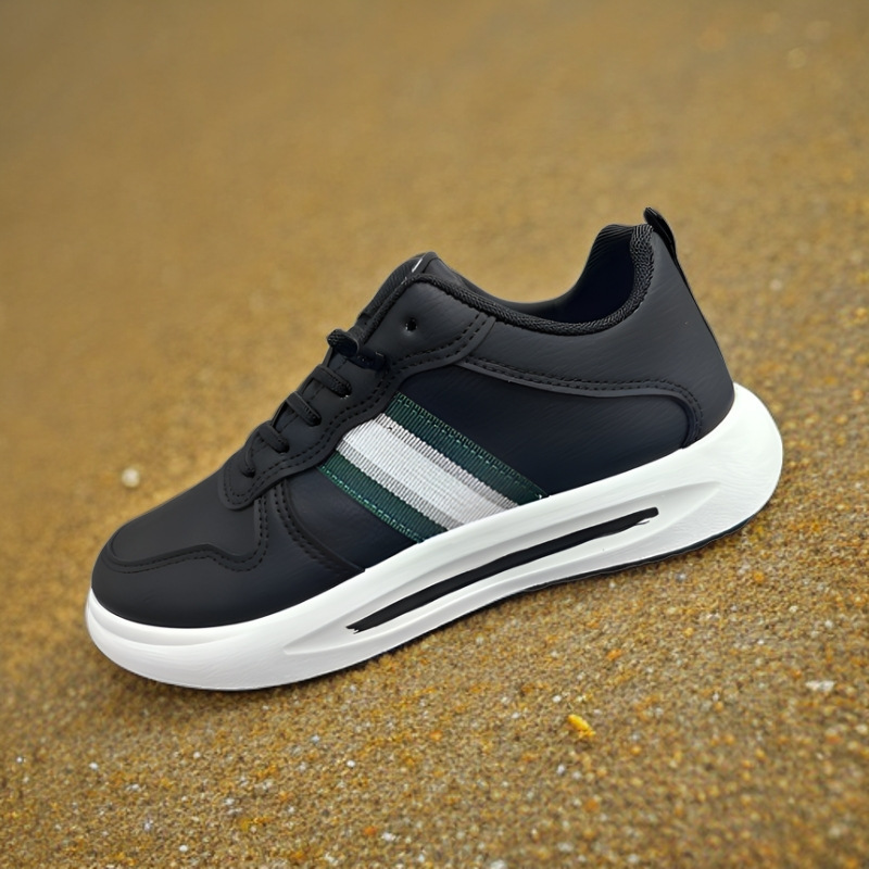 Men's Striped Lace-Up PU Leather Casual Sneakers detail 5