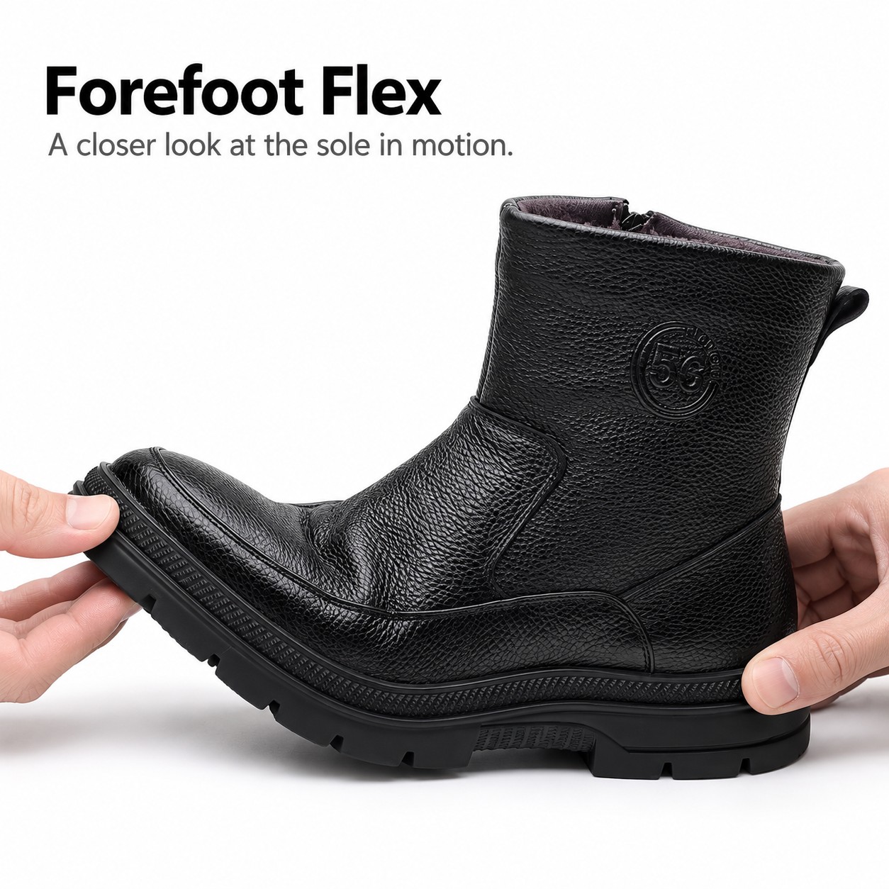 Men's Fur-Lined Full-Grain Leather Side-Zip Boots detail 5