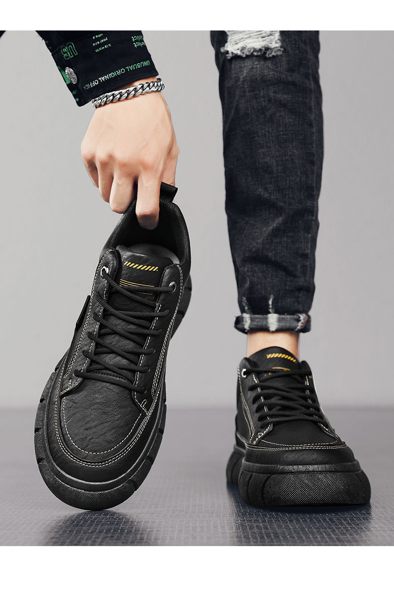 Herren Plateau-Freizeitschuhe aus PU-Leder zum Schnüren detail 4
