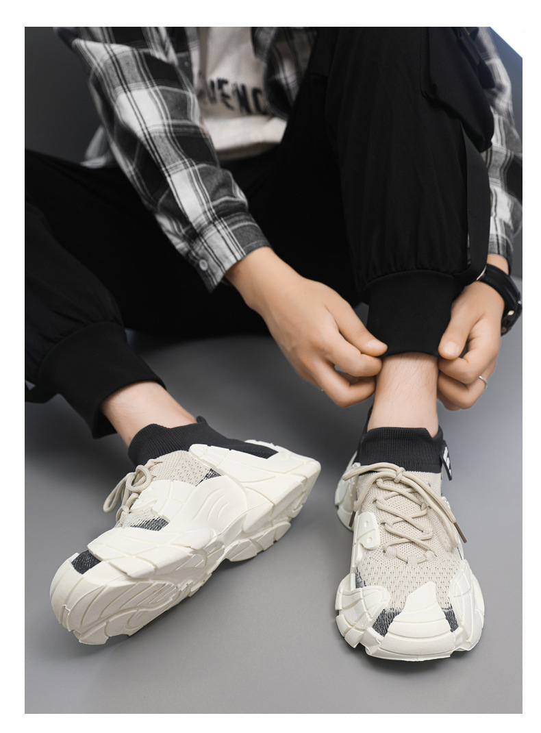 Men's Breathable Knit Platform Chunky Sneakers detail 5