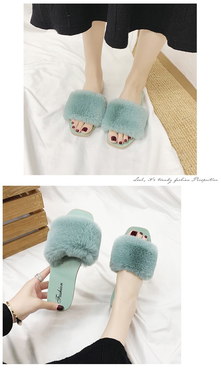 Pantofole Basse da Donna in Peluche con Punta Aperta detail 2