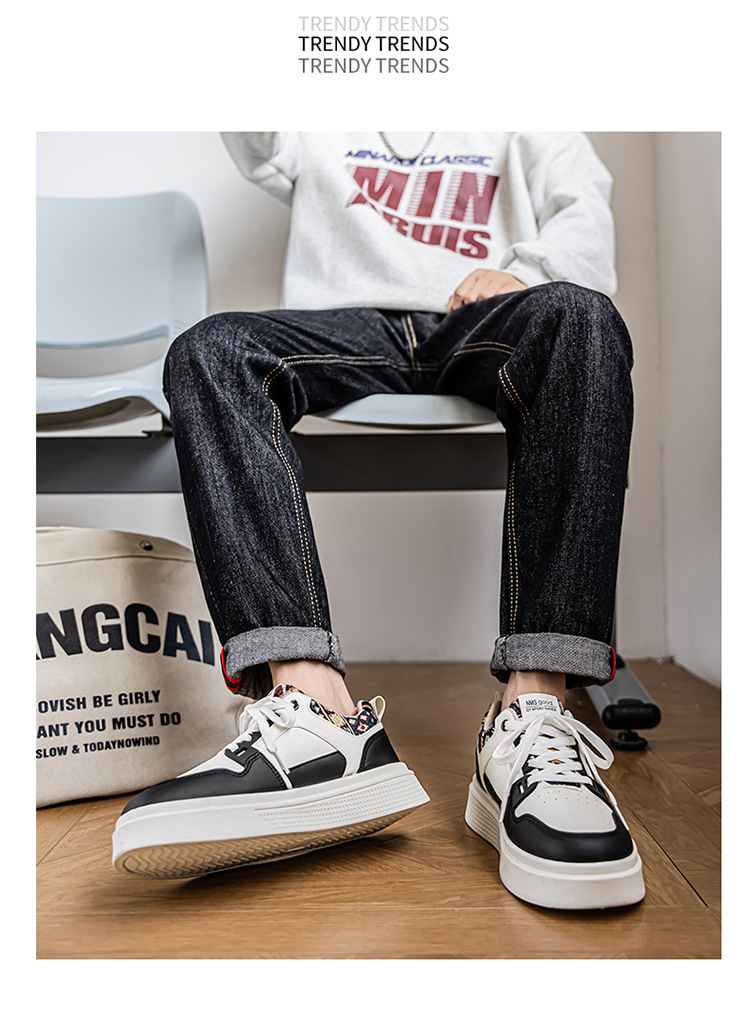 Baskets casual à plateforme et lacets pour hommes style color-block detail 12