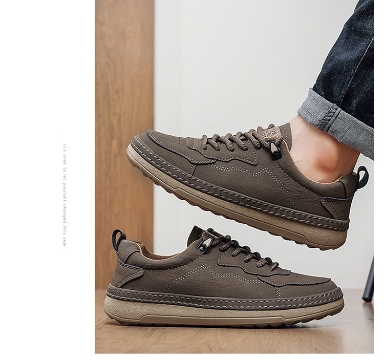 Herren Freizeitschuhe aus PU-Leder mit Schnürung & rutschfester Sohle detail 4