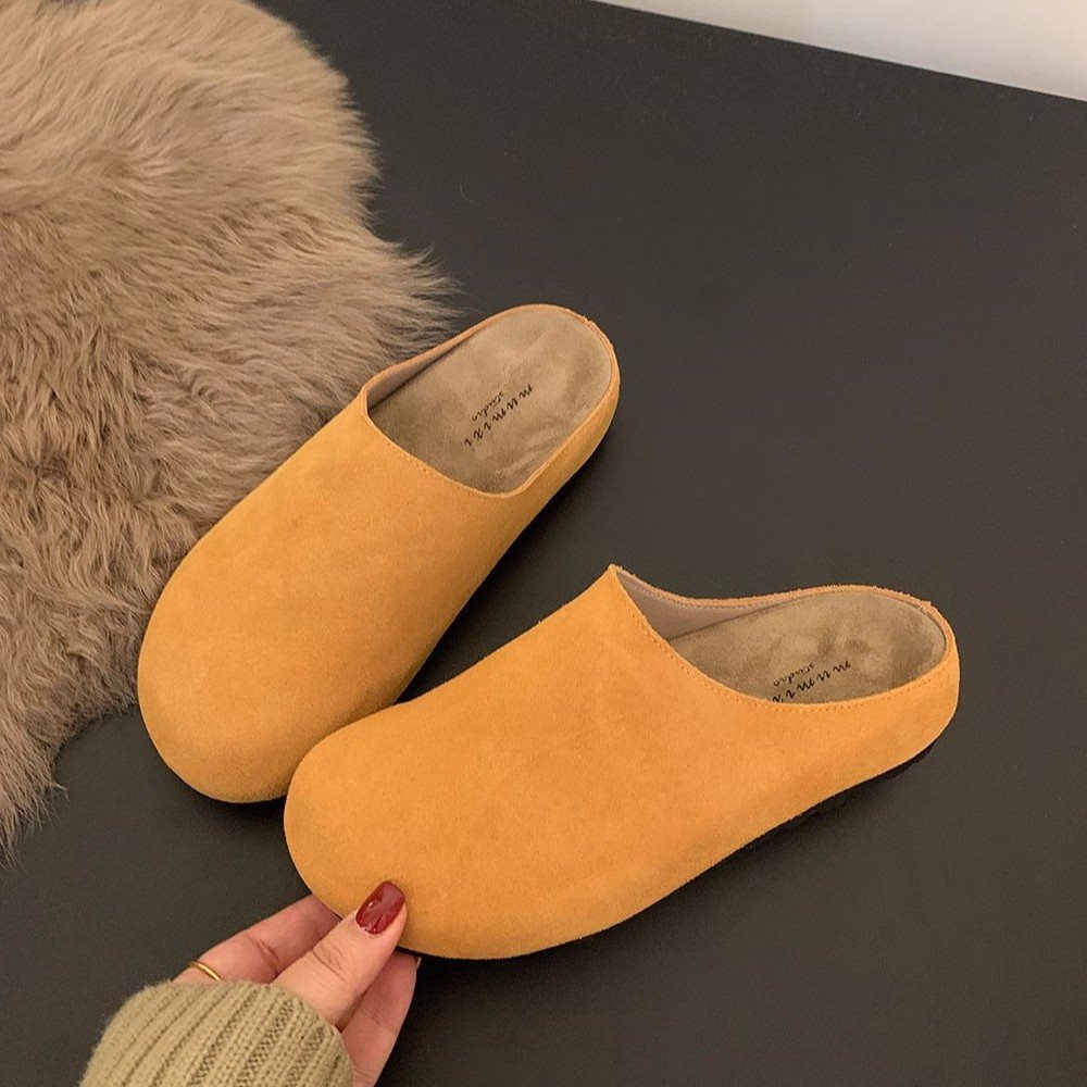 Pantuflas destalonadas cómodas de ante para mujer 5