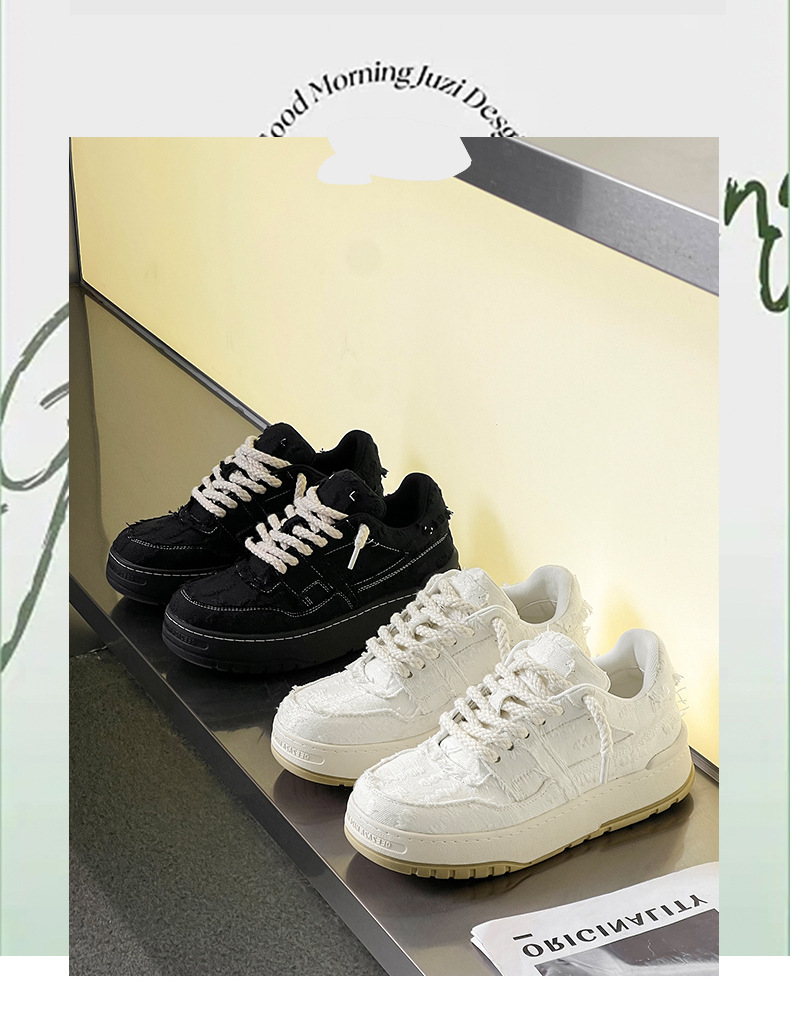 Unisex Plateau-Freizeitschuhe im Distressed-Look mit Schnürung detail 1