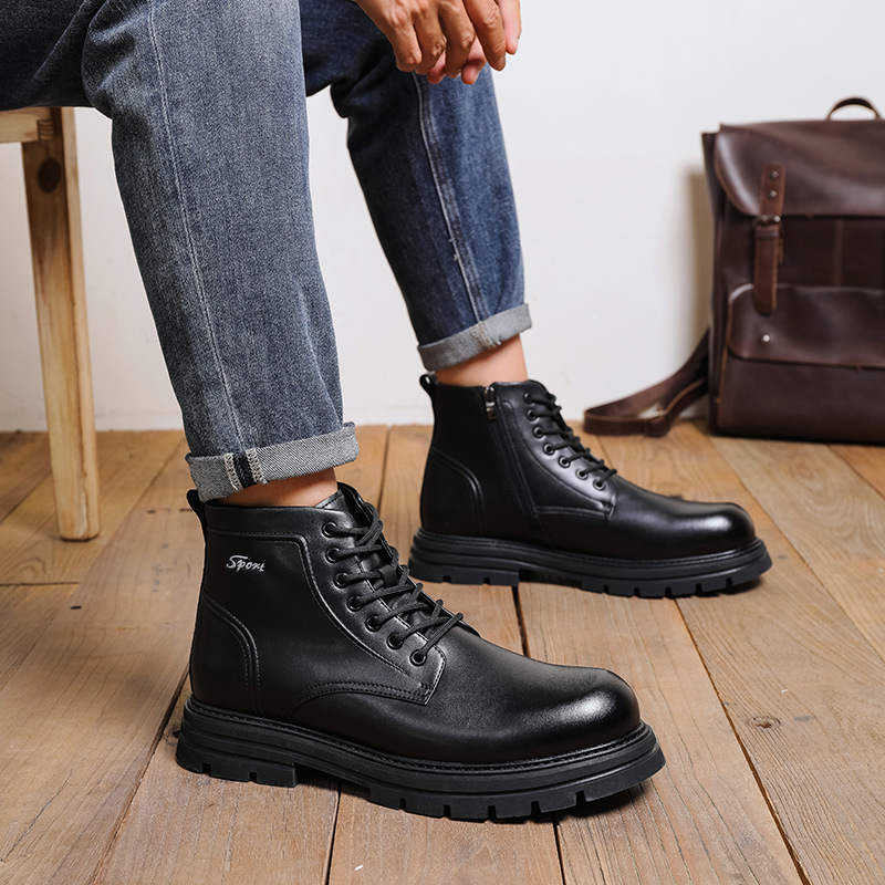 Rutschfeste Schnürstiefel aus Leder für Herren detail 13