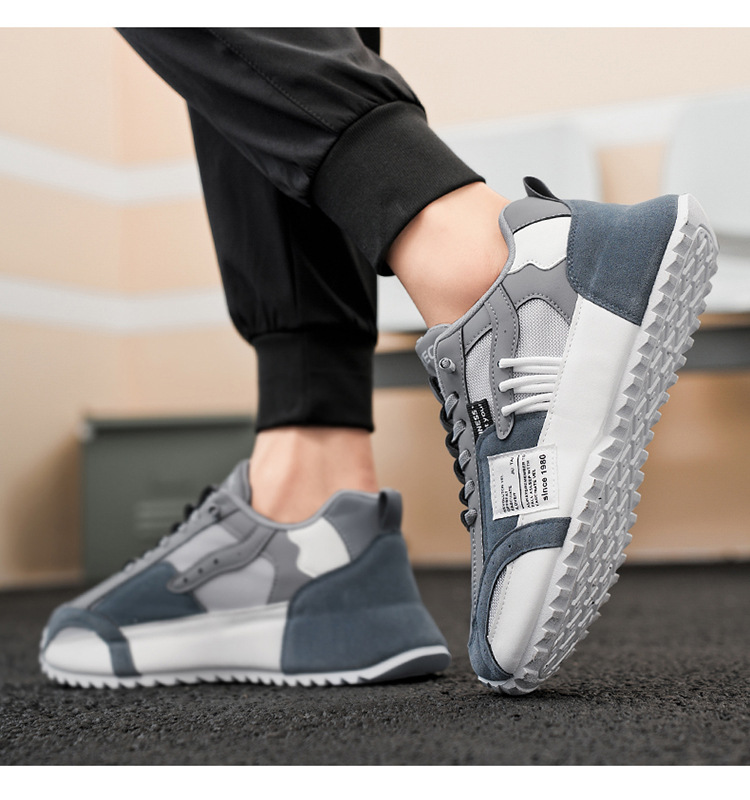 Scarpe casual da uomo traspiranti stringate con plateau e motivo color block detail 1