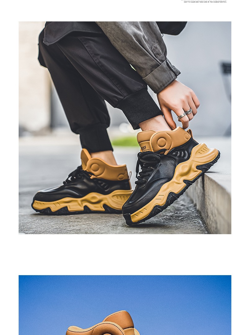 Gedämpfte Plateau-Sneaker für Herren im Colorblock-Design detail 17