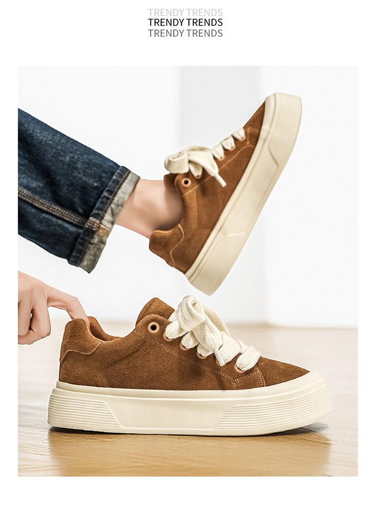 Unisex Plateau-Freizeitschuhe aus Wildleder mit Dämpfung und Schnürung detail 6