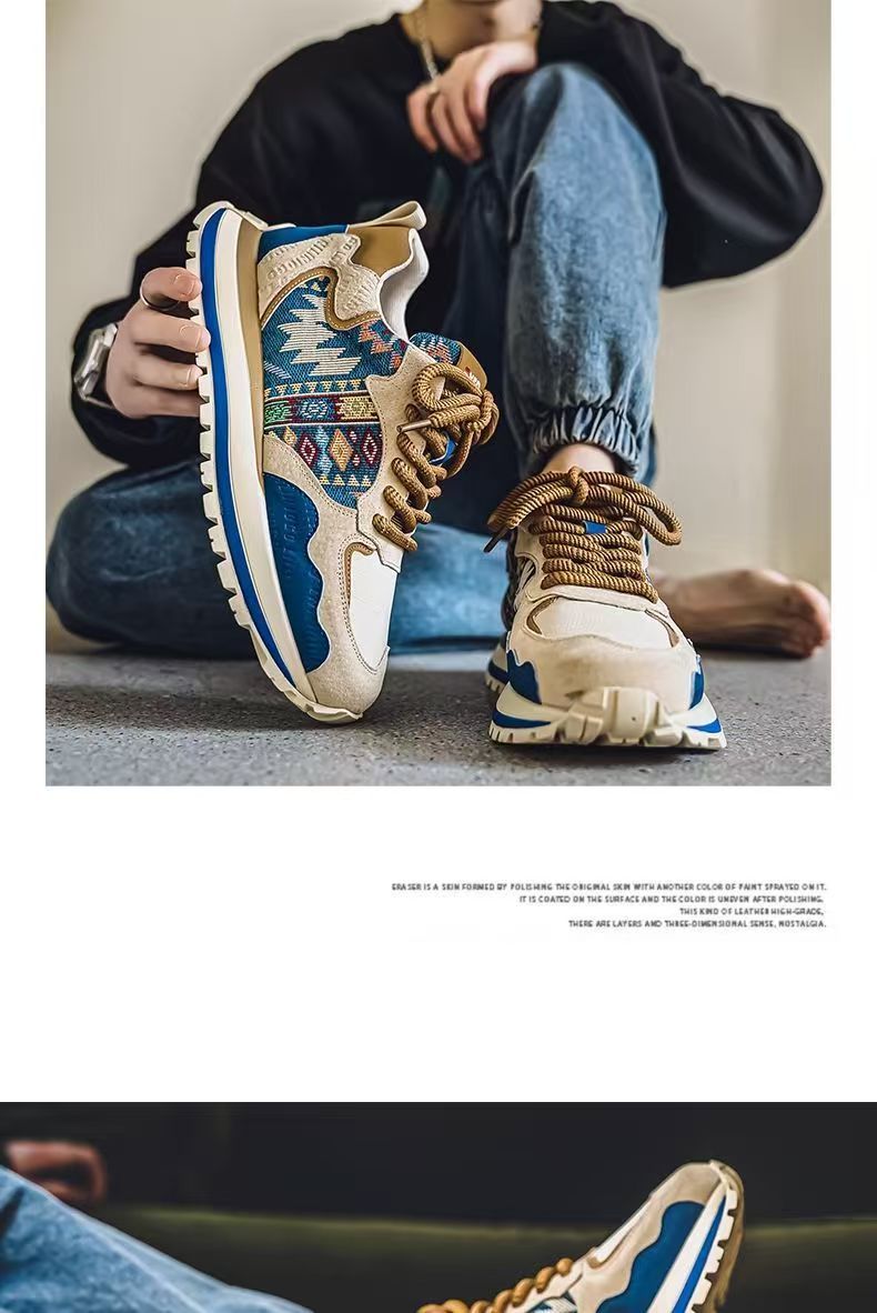 Casual herenschoenen met veters en etnisch patroon detail 7