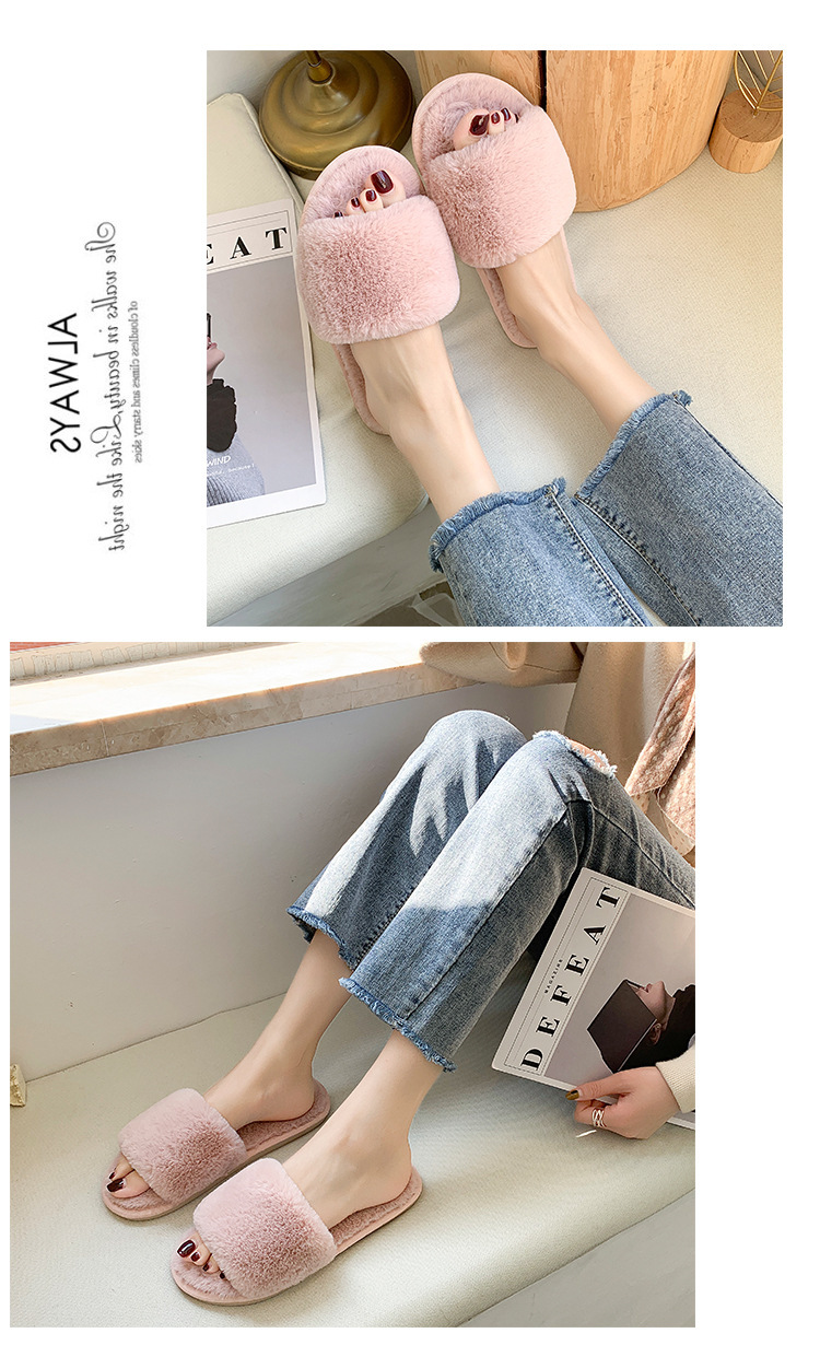 Chaussons douillets en peluche à bout ouvert pour femme detail 9