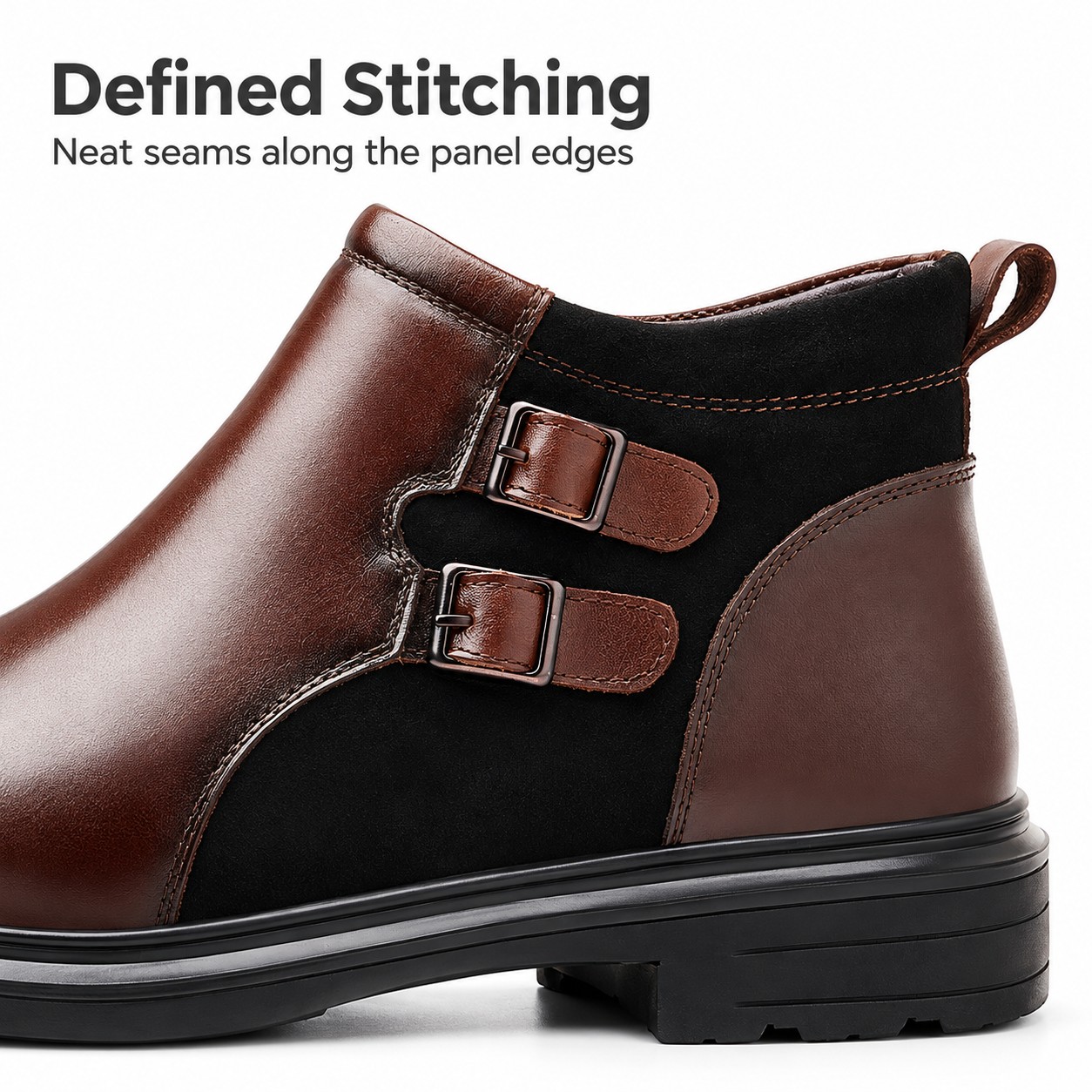 Men's Full-Grain Leather Double-Buckle Ankle Boots detail 2