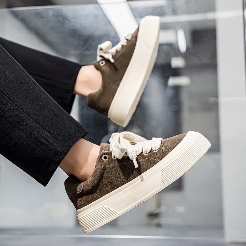 Herren Plateau-Freizeitschuhe aus Wildleder mit Schnürung detail 3