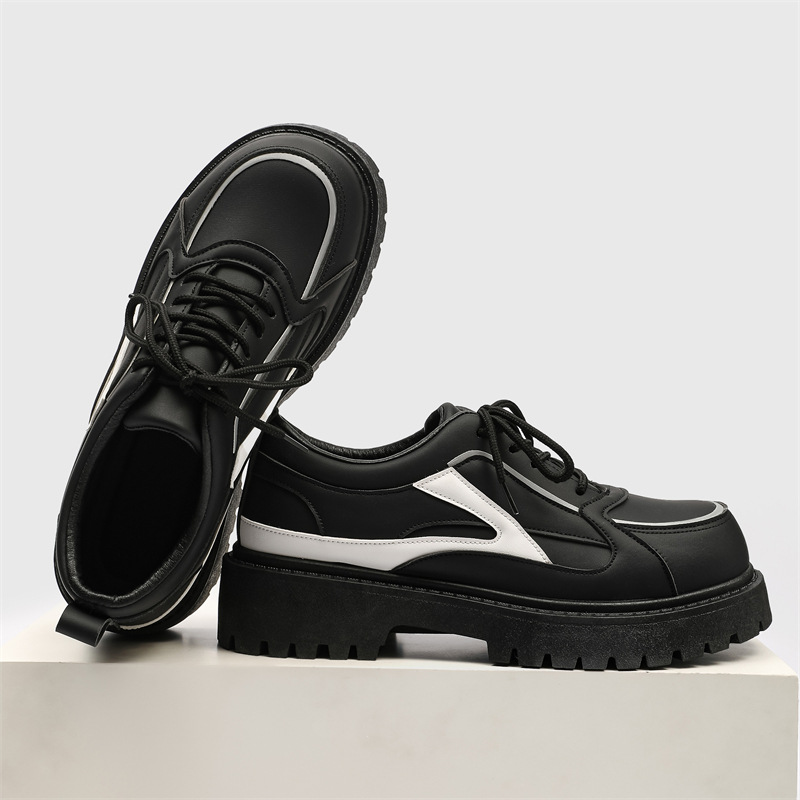 Chunky Plateau-Freizeitschuhe für Herren mit Schnürung aus PU-Leder 4