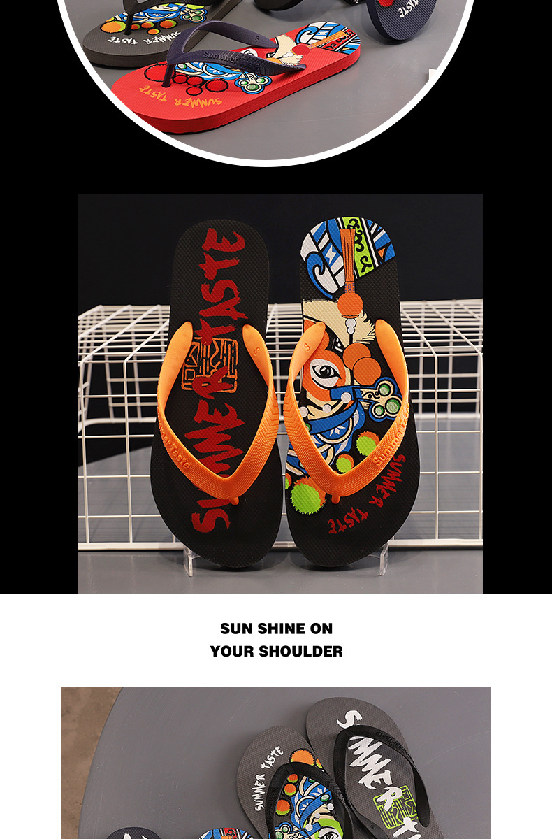 Unisex Lightweight Graphic-Print Beach Flip-Flops detail 4