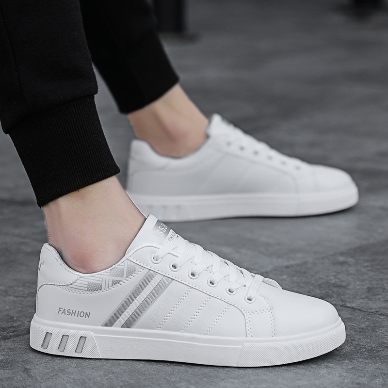 Leichte Freizeitschuhe für Herren aus PU-Leder mit Streifen & Schnürung detail 8