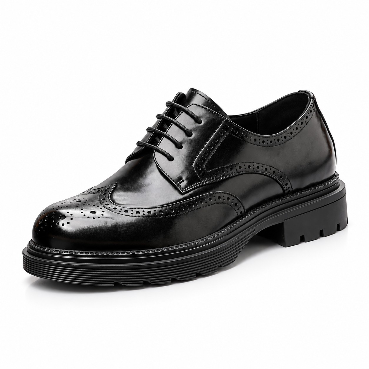 Men's Full-Grain Leather Wingtip Brogue Derby Dress Shoes 3