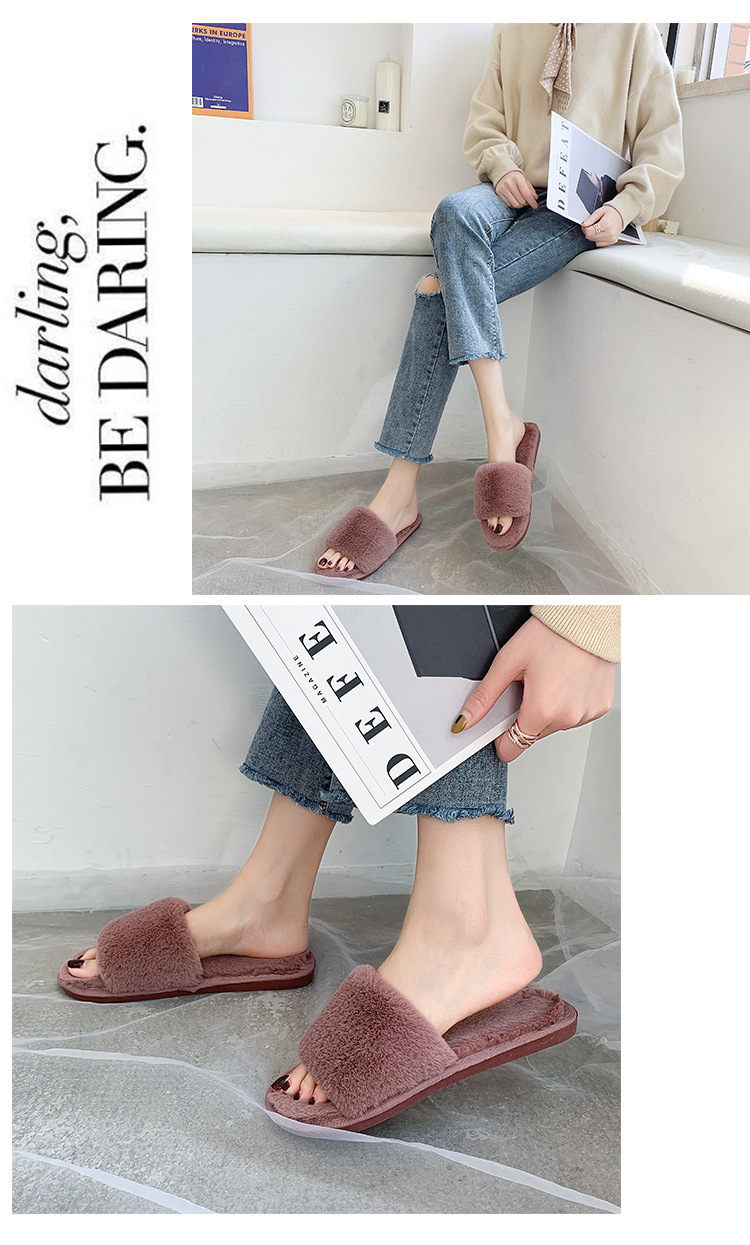 Chaussons douillets en peluche à bout ouvert pour femme detail 6