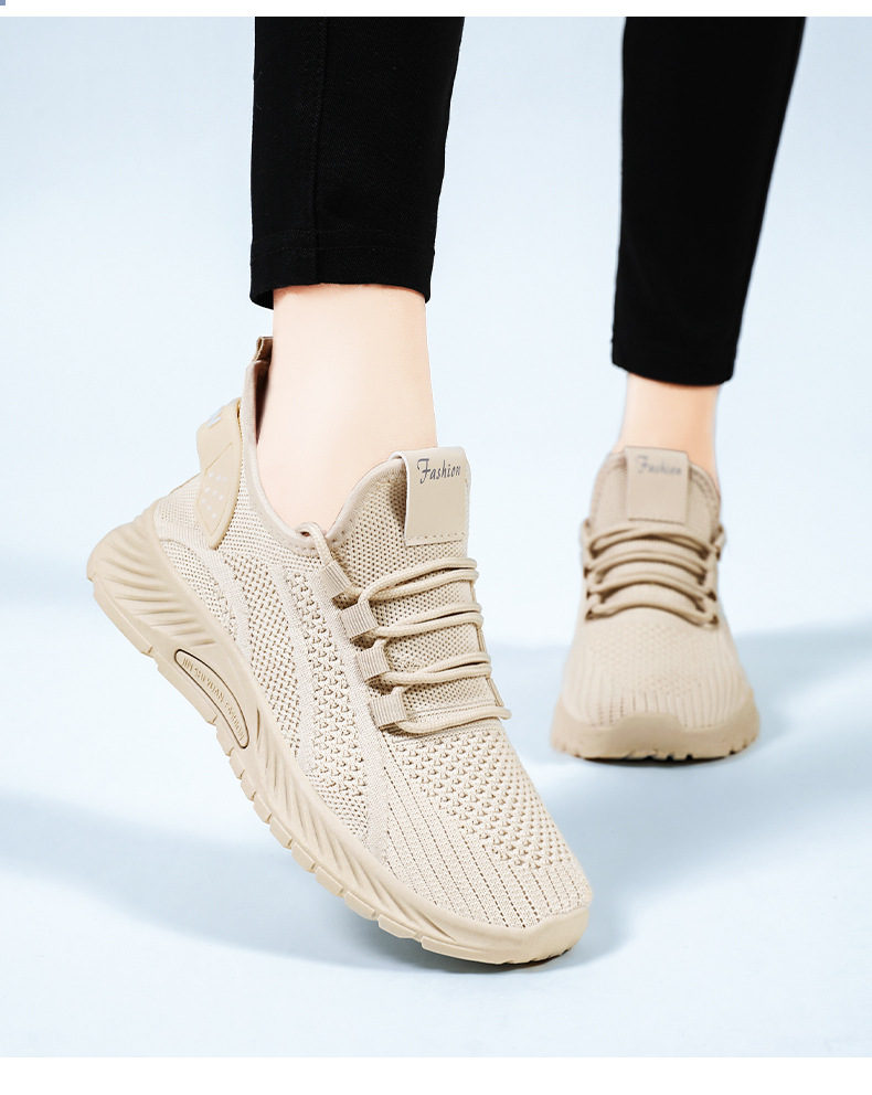 Women's Breathable Knit Lace-Up Running Shoes detail 10