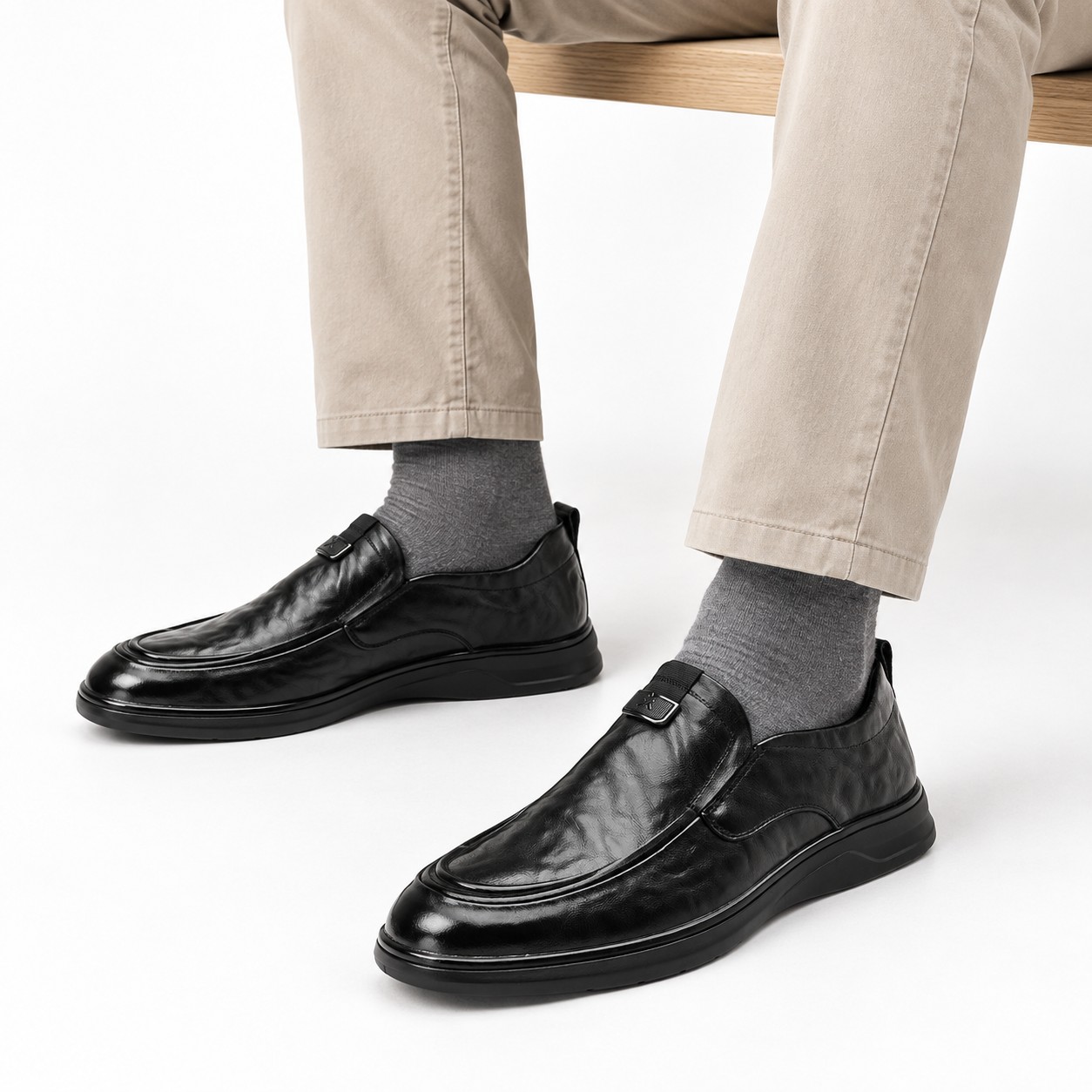 Men's Full-Grain Leather Cushioned Apron-Toe Casual Shoes 4