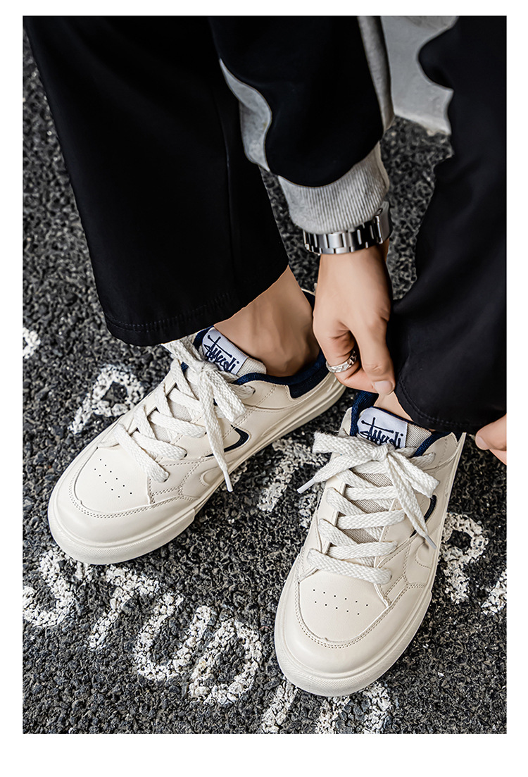 Men's Lace-Up PU Leather Casual Skate Shoes detail 12