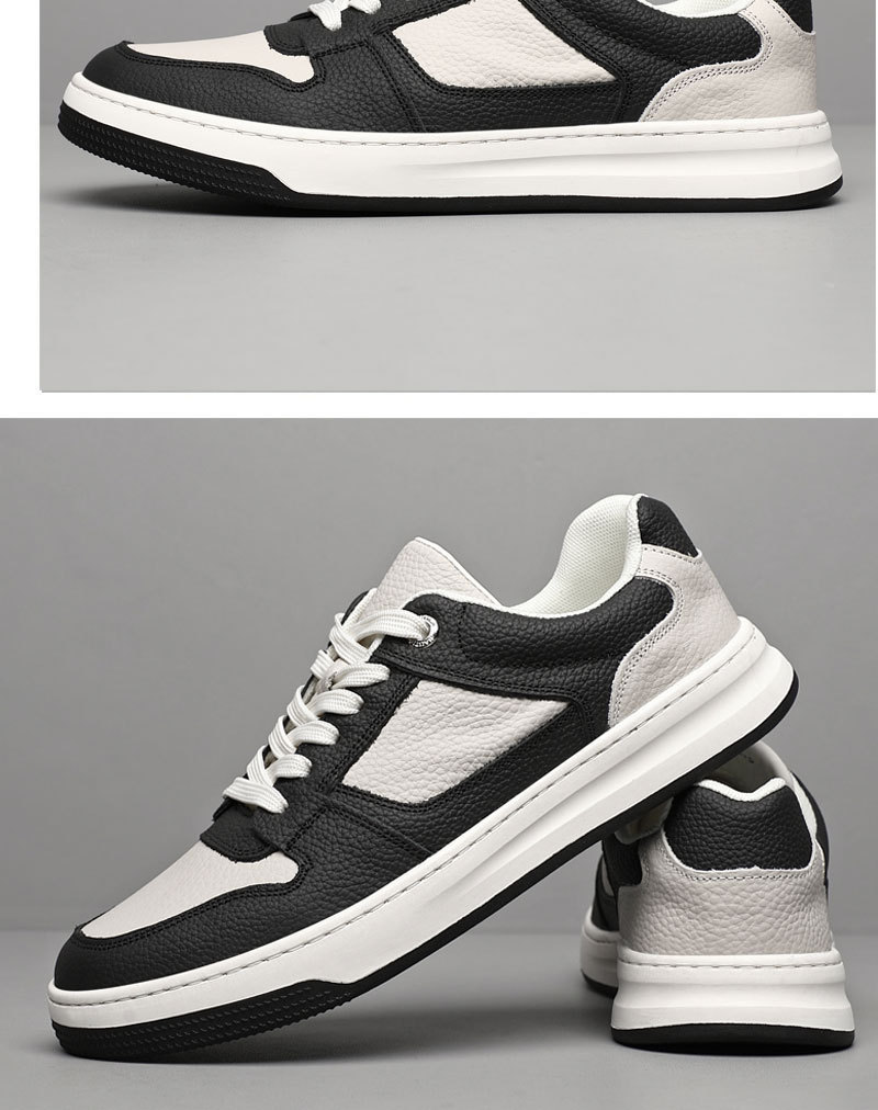 Men's Leather Colorblock Lace-Up Casual Shoes detail 4