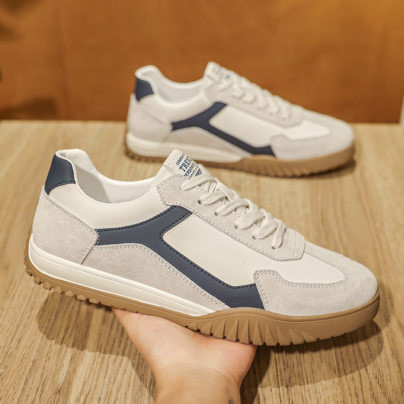 Baskets à lacets en cuir à blocs de couleurs pour homme 4