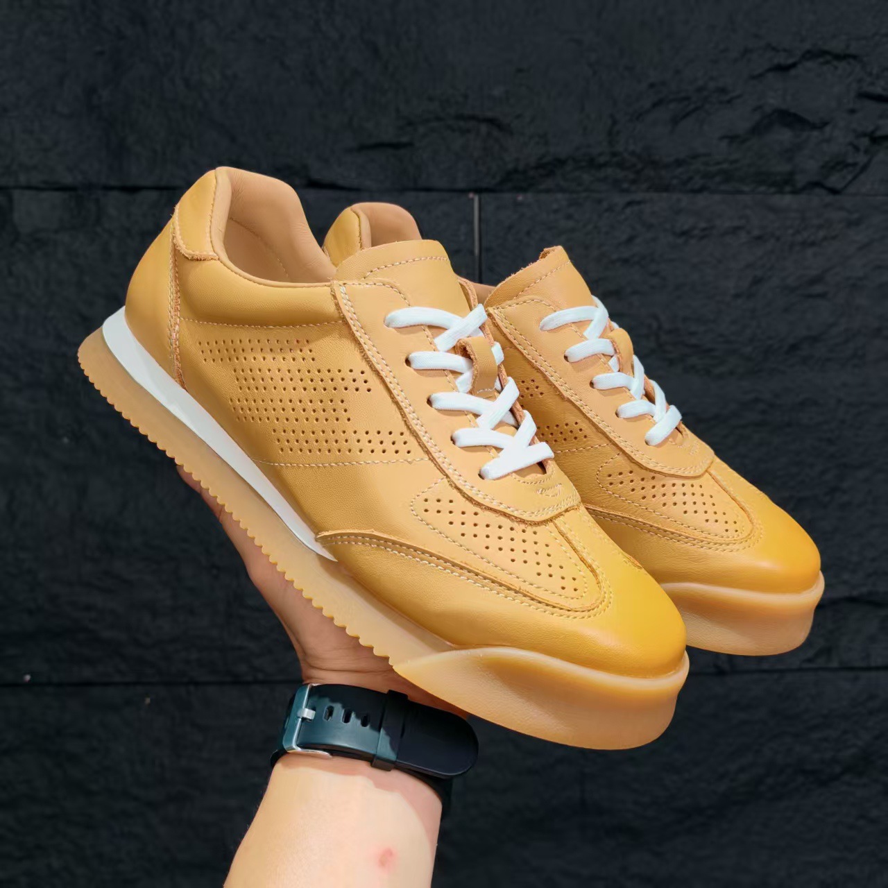 Atmungsaktive Unisex-Freizeitschuhe aus Leder mit Schnürung detail 4
