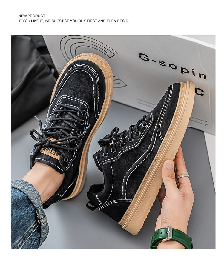 Gedämpfte Plateau-Freizeitschuhe für Herren mit Schnürung detail 13