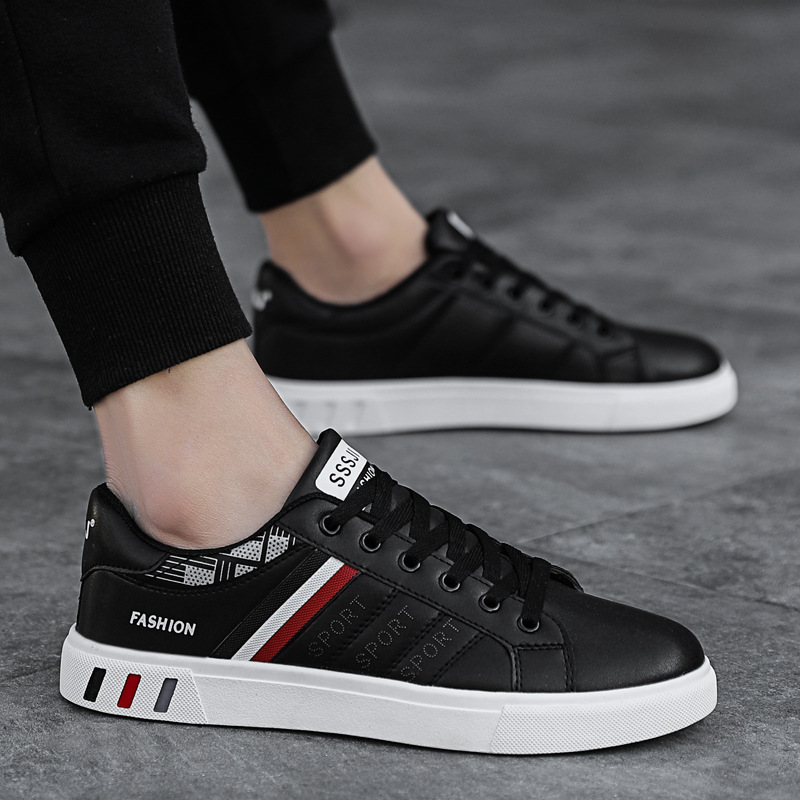 Leichte Freizeitschuhe für Herren aus PU-Leder mit Streifen & Schnürung detail 9