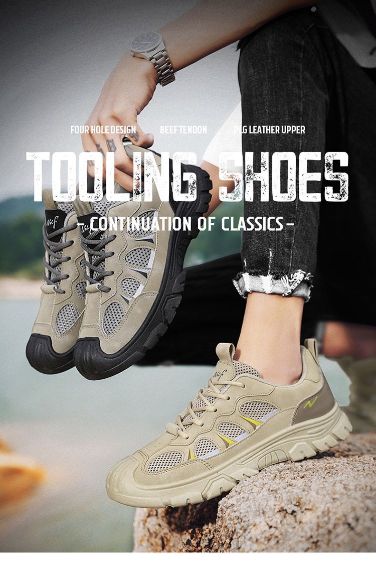 Zapatos casuales de exterior para hombre con malla transpirable y cordones detail 1